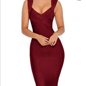 Burgundy Bodycon Bandage Dress Size Small